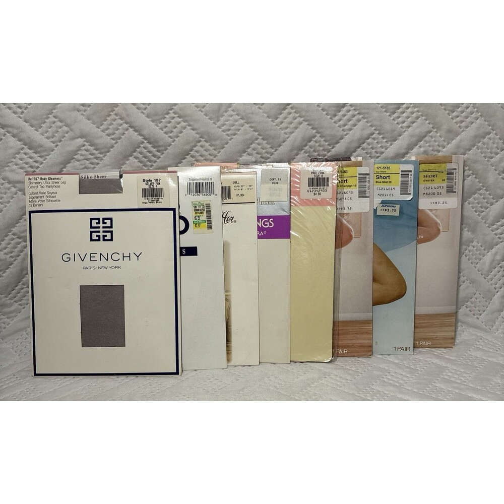 8 Vintage Pantyhose Givenchy Hanes Jockey Merville JCPenney Various Colors SizeA